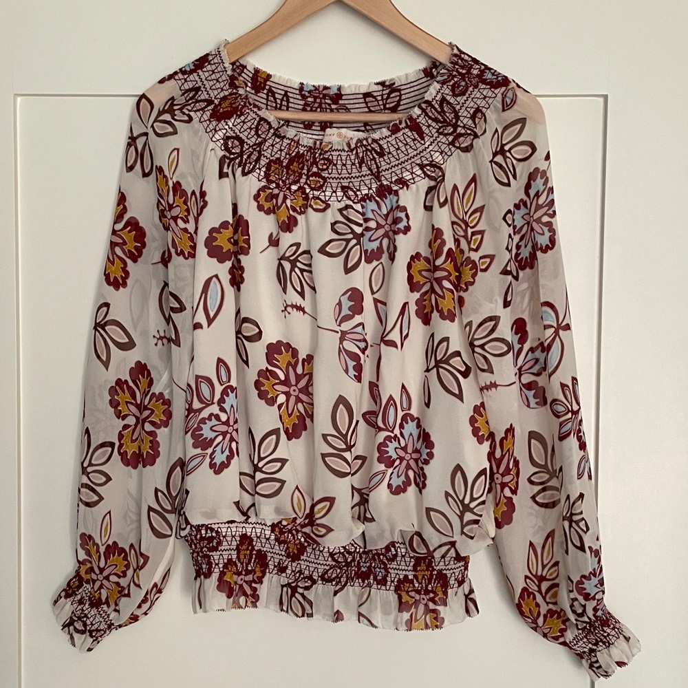 Tory Burch Off-Shoulder Silk Top